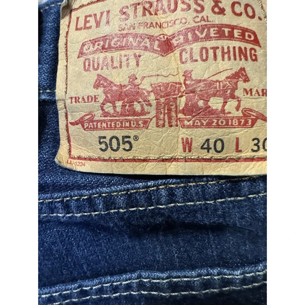 Levi's 505 Straight Fit Jeans Men's W40 L30 Dark Wash Denim Classic‎ USA Style
